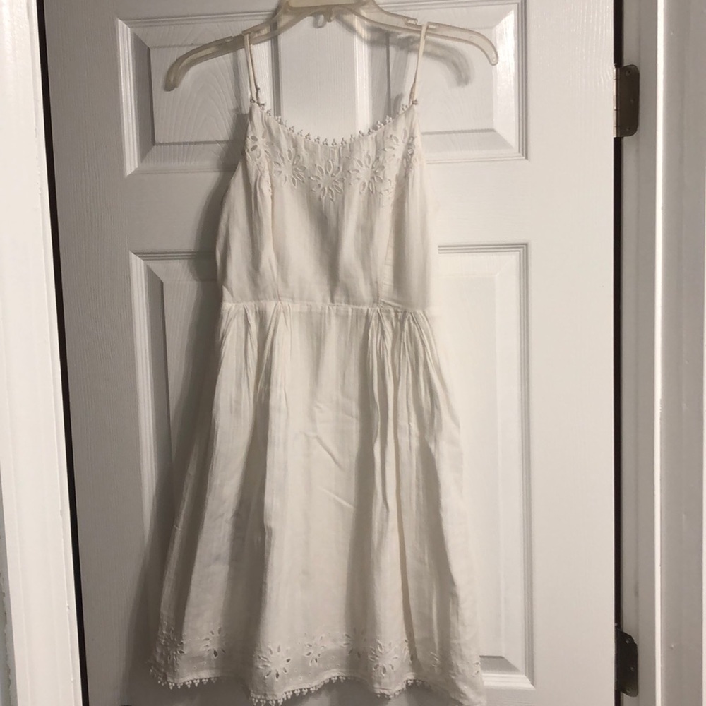 White A-Line Dress with Eyelet Details
